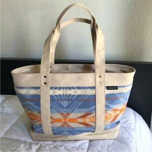 PENDLETON Blue, Orange, Cream, White Large Tote Bag